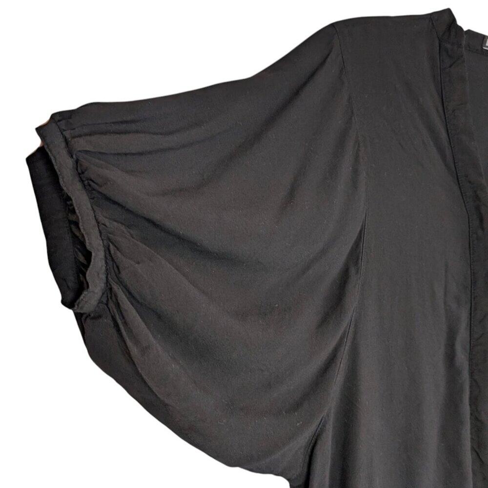 Express Black Lightweight Button-Front Blouse Wit… - image 3